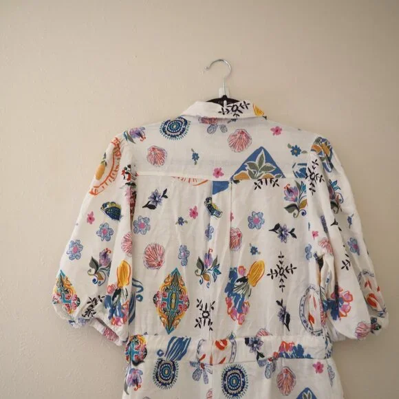 Label of Love Portafino Playsuit Short Sleeve Floral Romper sz L - Picture 12 of 13